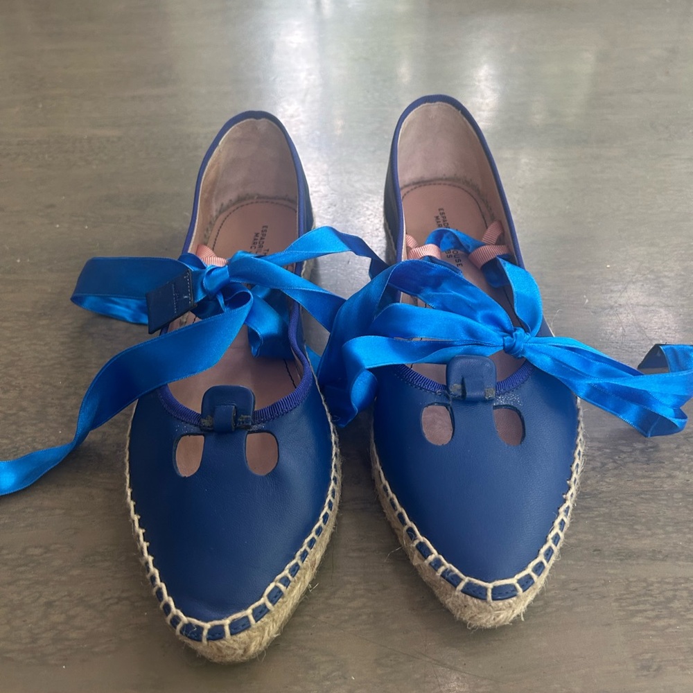Marc Jacobs The Mouse Espadrille Lace-up Flat In Navy - Picture 4 of 11